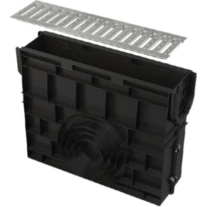 Пескоуловитель ALCAPLAST AVZ103R-R403 для дренажного канала AVZ103 с металлической рамой и решеткой